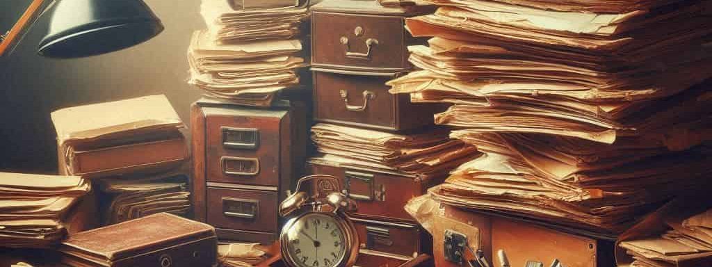 Evernote Bundles all over an old desk