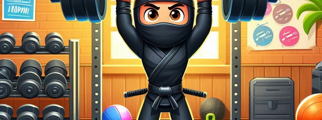 Ninja making progress in the gym using his everbook for personal development