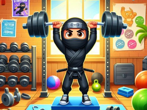 Ninja making progress in the gym using his everbook for personal development