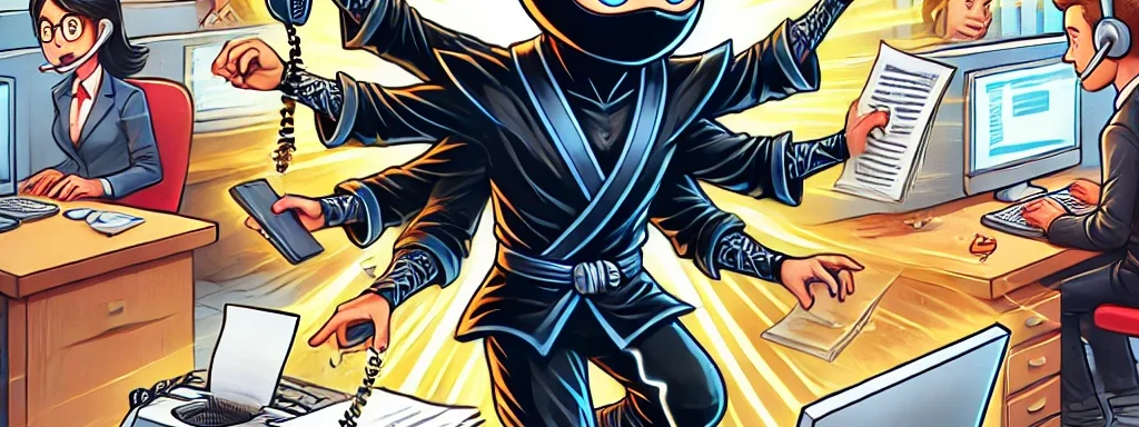 a ninja using her everbook to increase productivity in the workplace